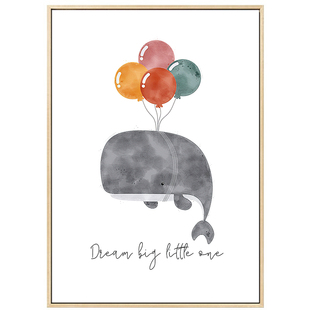 治愈系ins儿童房间装饰画卡通鲸鱼大象墙壁画小清新卧室床头挂画