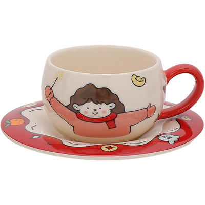 鹿谷川釉下彩杯子可进洗碗机