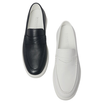 [真皮中底]BOSSSUNWEN轻底轻便一脚蹬鞋男豆豆鞋真皮懒人乐福鞋