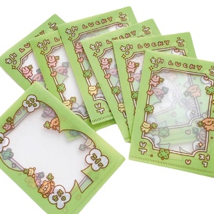 韩国okiki可爱插画PVC透明爱豆小卡套L型交通卡夹校园饭卡证件套