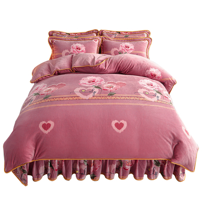 牛奶绒四件套加厚9-10斤母婴级珊瑚绒法莱绒双面云貂绒床品4件套