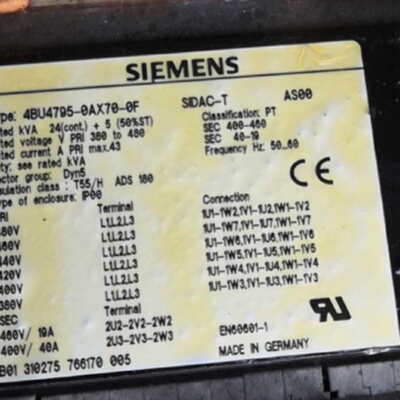 议价原装4BU4795-0AX70-0F SIDAC-T AS00西门子变压器SIEMENS KVA