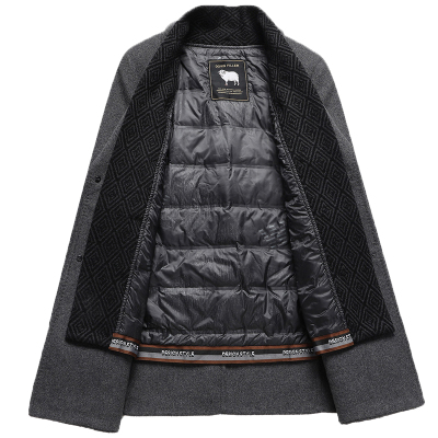 杉杉可拆卸内胆羊毛混纺毛呢大衣