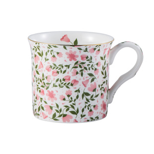 荣耀之花田园风马克杯 小清新英式瓷杯复古描金咖啡杯花茶杯 温柔