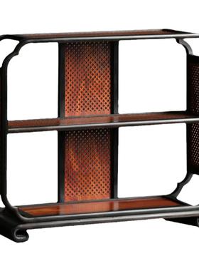 紫光檀嵌红檀茶边柜中式实木架子