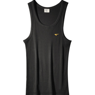 七匹狼纯棉二道背心男夏季跨栏工字无袖紧身运动健身打底汗衫男土