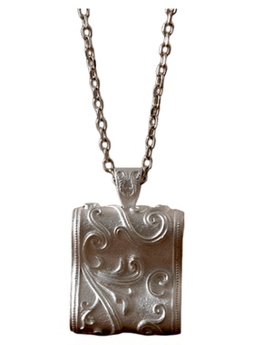 原创思念卷轴纯银999吊坠项链