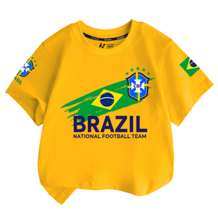 2026世界杯巴西队足球迷服短袖t恤衫男女儿童装学生宝宝纯棉半袖
