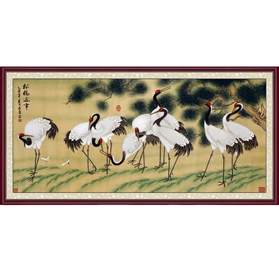 松鹤延年贴画自粘中堂沙发装饰画