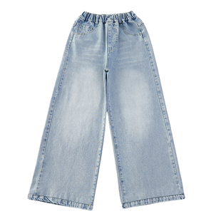 女童裤子春季外穿2026新款春装洋气时尚休闲窄版阔腿裤儿童牛仔裤