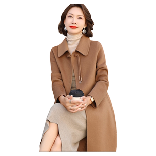 2025新款高端双面绒大衣女中长款修身妈妈羊毛呢气质时尚外套秋冬