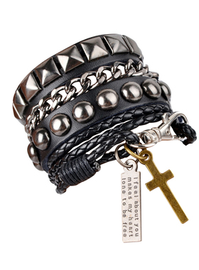 非主流森系多层复古运动宽手链