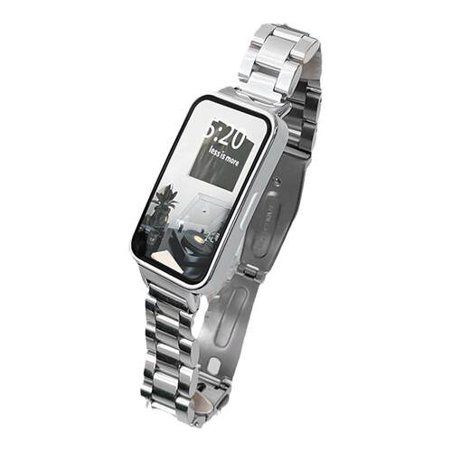 适用华为手环11/10表带9代8NFC腕带三珠款金属钢带荣耀9智能运动band7/6pro腕带个性男女高级金属替换带配件