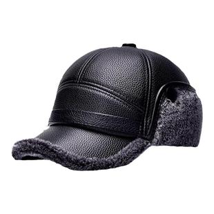 帽子男冬季2025新款加绒保暖爸爸老人皮帽中老年人防风护耳鸭舌帽