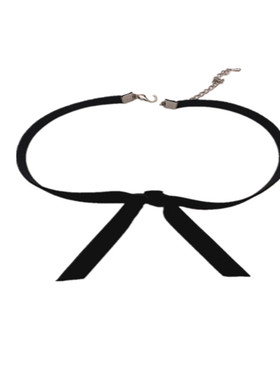 包邮甜美丝绒蝴蝶结灰黑色系带项圈女choker脖子饰品颈带锁骨项链
