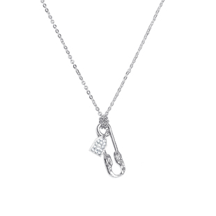 ATELIERSO 【董洁同款】纹理别针长项链铜镀白金镶钻轻奢感颈链