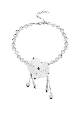 BXA轻灵白蝶~珍珠项链花朵吊坠2024新款锁骨链纯欲气质颈链