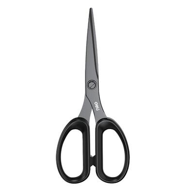 得力剪刀不锈钢剪黑刃剪刀不粘胶