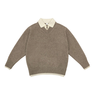 假两件翻领羊毛毛衣男2025新款秋冬季加厚慵懒风男款内搭针织衫