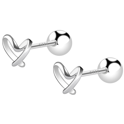 999足银螺丝爱心耳钉女