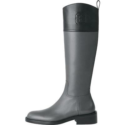 mc拼色长筒靴显瘦高筒靴