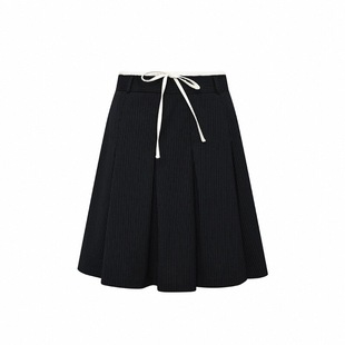 UNNNSAD miu系小众设计双层腰百褶半裙 Bottom下装 灰色/黑蓝