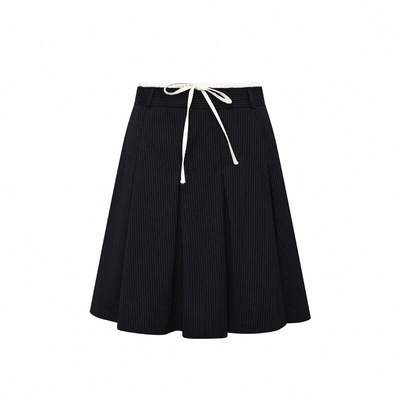 UNNNSAD miu系小众设计双层腰百褶半裙 Bottom下装 灰色/黑蓝