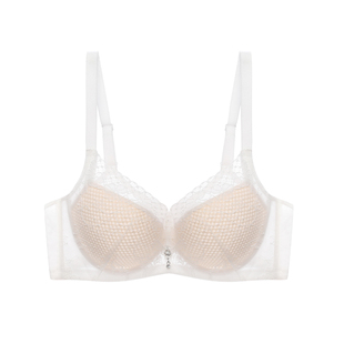 轻夕白色内衣女夏薄款美背胸罩收副乳防下垂大胸显小洞洞杯文胸