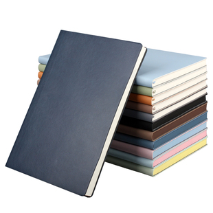 得力软皮笔记本本子精美女日记本软面记事本商务皮面横线学生文艺简约ins风记录本A5笔记本定制封皮可印logo