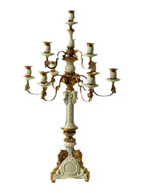 白瓷烛台黄铜美式客厅时钟