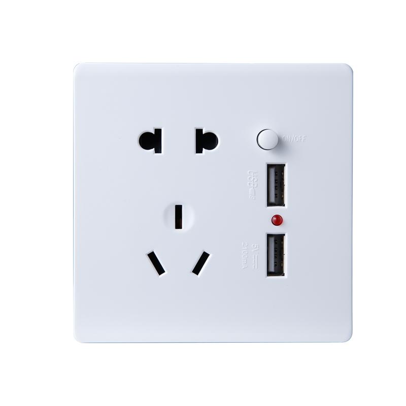 86墙壁五孔插座开关双双usb