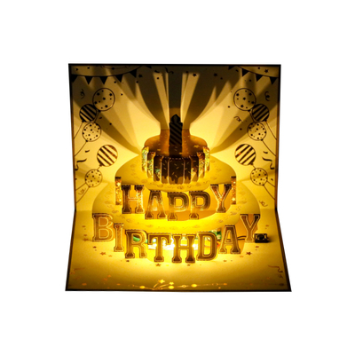 生日贺卡录音立体蛋糕创意3D音乐高级感发光礼物情侣送男朋友女生闺蜜diy祝福定制员工加油卡代写小卡片