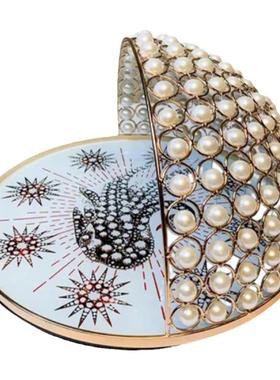 串珠手工家用化妆收纳盘轻奢