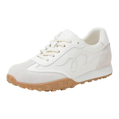 千百度厚底轻便德训小白鞋女