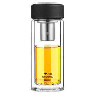 万象双层玻璃杯男士高档茶杯礼盒车载水杯大容量家用隔热透明杯子