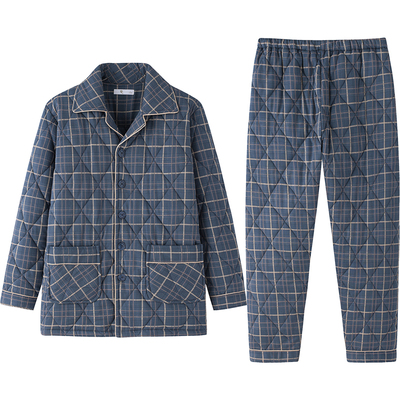 男士纯棉夹棉三层保暖冬季