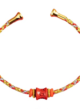 藏尚高含量原矿朱砂六字真言手绳