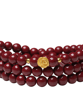 天然原矿朱砂手串本命年玫瑰花手链送女友三圈手链送亲友礼物首饰