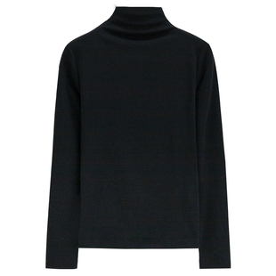 春秋中领可外穿半高领黑色上衣女打底衫内搭洋气白色修身长袖t恤