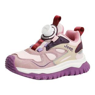 Jeep女童运动鞋2025新款儿童老爹鞋中大童皮面防水女孩跑步鞋秋冬