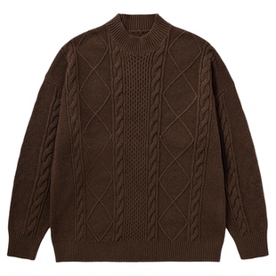 Reloading重新加载 冬季加厚经典老钱风纤绒纱复古绞花毛衣