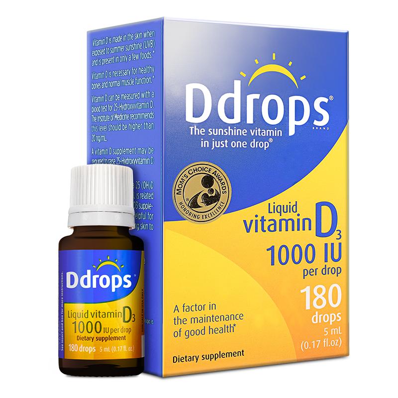 Ddrops维生素d3成人1000iu孕妇vd维生素d维他命vd3滴剂DD小滴瓶