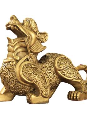 纯黄铜貔貅摆件一对公母皮丘招财镇宅家用客厅办公室店铺装饰礼品
