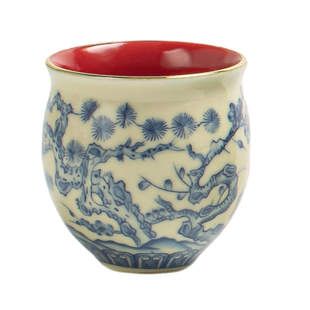 宫墙红中式主人杯不烫手高颜值茶杯功夫茶具精致品茗杯高档客人杯