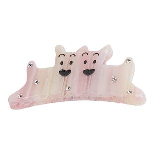 Tagi.两只小狗彩色镶嵌钻石可爱醋酸刘海夹发卡发夹