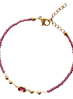 途经石榴石幸运手链生辰石水晶