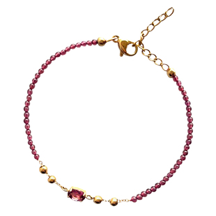 VIA途经天然石榴石手链幸运生辰石礼物原创复古精致细小水晶手串