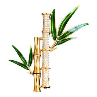 国风胸针高级感轻奢水钻翠竹别针扣女西装衣服点缀胸花配饰品礼物