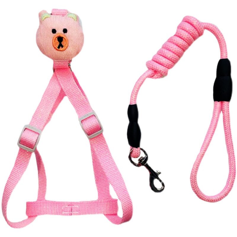 秋冬宠物透气舒适卡通尼龙狗狗牵引绳背心式小型犬泰迪柯基雪纳瑞