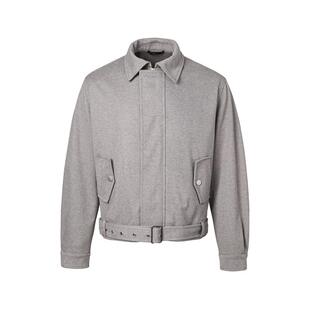 男道美式绑带毛呢花纱夹克正肩合身通勤cleanfit可翻领毛呢外套潮